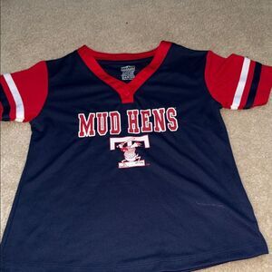 Toledo Mud hens Kids Navy and Red Shirt S6/6x NWT